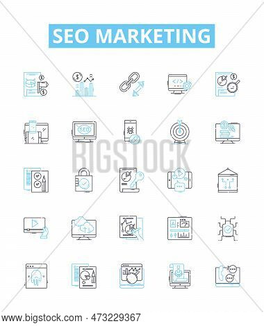 Seo Marketing Vector Line Icons Set. Seo, Marketing, Optimization, Online, Web, Website, Traffic Ill