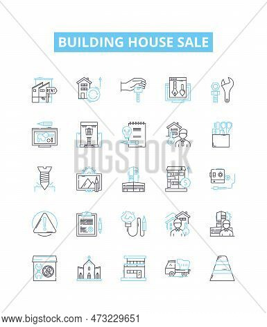 Building House Sale Vector Line Icons Set. House, Building, Sale, Estate, Property, Buy, Real Illust