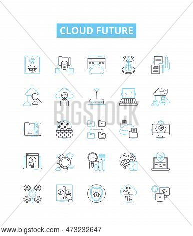 Cloud Future Vector Line Icons Set. Cloud, Future, Computing, Ai, Iot, Digital, Transformation Illus