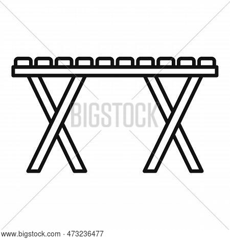 Folding Picnic Table Icon. Outline Folding Picnic Table Icon For Web Design Isolated On White Backgr