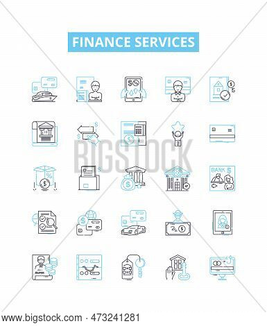 Finance Services Vector Line Icons Set. Finance, Services, Investment, Banking, Credit, Loans, Insur