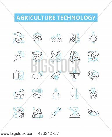 Agriculture Technology Vector Line Icons Set. Technology, Agriculture, Farming, Irrigation, Crop, Pr