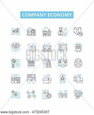 Company Economy Vector Line Icons Set. Corporation, Profit, Investment, Economic, Finance, Market, J