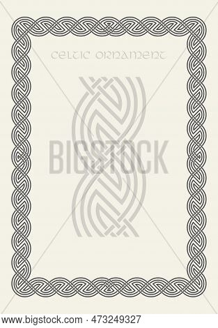 Celtic Knot Braided Frame Border Ornament. Rectange Size.