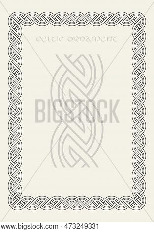Celtic Knot Braided Frame Border Ornament. Rectange Size.