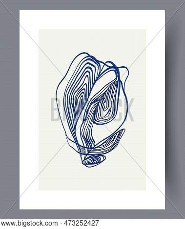 Abstract Stripes Tortuous Forms Wall Art Print. Contemporary Decorative Background With Forms. Print