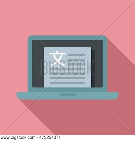 Laptop Linguist Icon. Flat Illustration Of Laptop Linguist Icon For Web Design