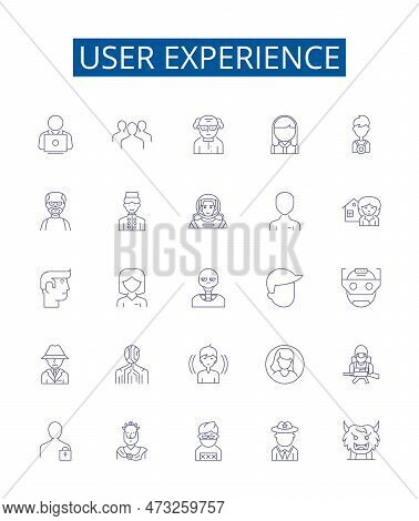 User Experience Line Icons Signs Set. Design Collection Of Usability, Engagement, Design, Interactio