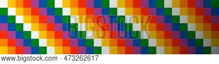 Indigenous Wiphala Nation Flag Illustration Of Traditional Native People In South America. Colorful 