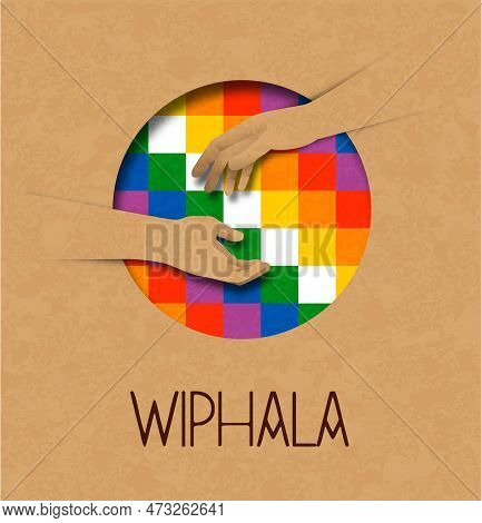 Wiphala Culture Help Illustration Concept Of People Hands Together For Indigenous Native American Co