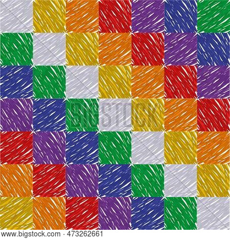 Indigenous Wiphala Nation Flag Illustration Of Traditional Native People In South America. Colorful 