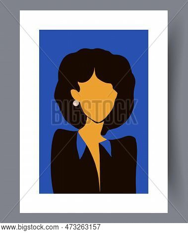 Portrait Lady Business Woman Wall Art Print. Printable Minimal Abstract Lady Poster. Wall Artwork Fo