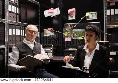 Private Investigators Discussing Criminal Investigations Case With Remote Coworkers During Online Vi