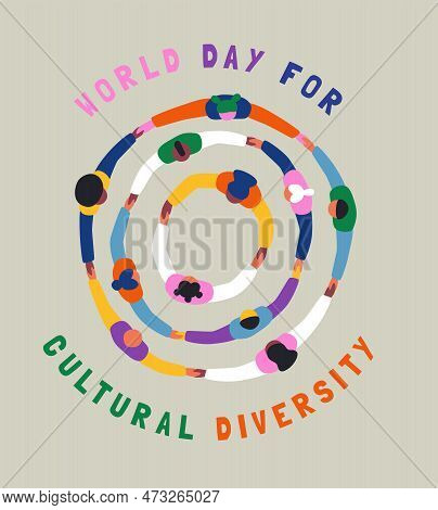 World Day For Cultural Diversity Greeting Card Illustration Of Colorful Diverse People Group Holding
