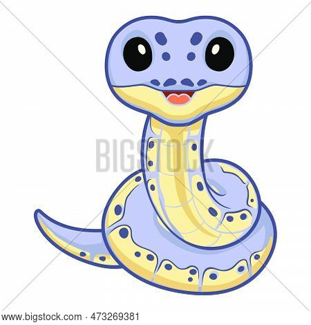 Vector Illustration Of Cute Killer Clown Ball Python Cartoon