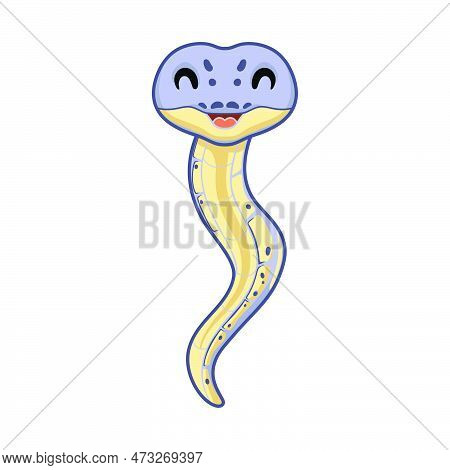 Vector Illustration Of Cute Killer Clown Ball Python Cartoon