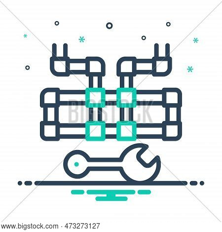 Mix Icon For Plumbing Pipeline Conduit Pipage Drain Valve Connector Joint Wrench Sanitary