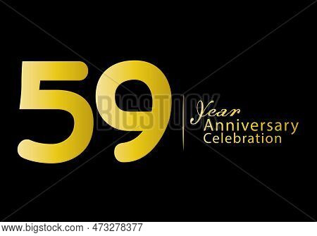 59 Years Anniversary Celebration Logotype Gold Color Vector, 59th Birthday Logo, 59 Number, Annivers