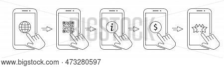 Qr Code For Mobile App, Payment And Phone. Online Shopping. Simple Black Symbols. Vector Illustratio