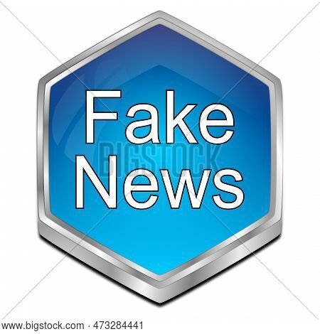 Fake News Button Blue - 3d Illustration