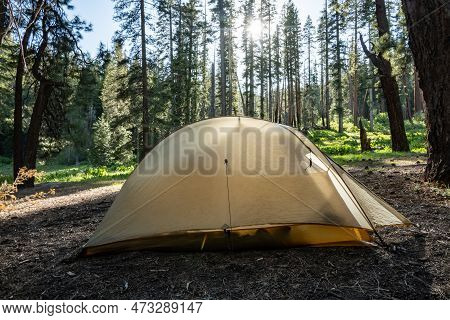 Tent Set Up In Backcountry Of Kings Canyon Natioal Park