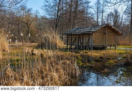A Wooden Cabin On The Shore Of A Lake Hallwil In Seengen, Switzerland