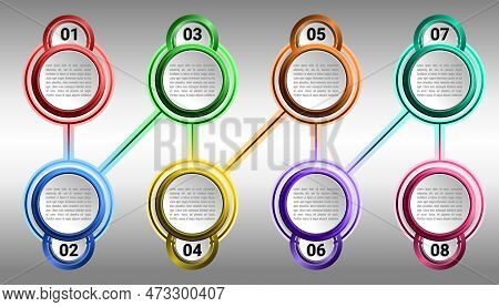 A Circle-based Timeline With 8 Steps That Uses Design Elements. Layout, Workflow, Flow Charts, Diagr