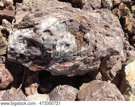 Druzy Quartz Mineral Deposit On Large Rock