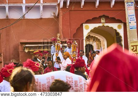 Sikar,rajasthan ; 03-24-2023 : People Celebrating The Gangaur Festival