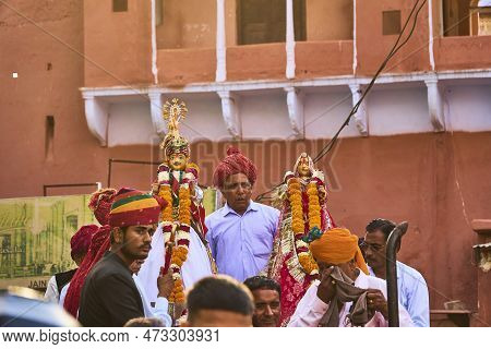 Sikar,rajasthan ; 03-24-2023 : People Celebrating The Gangaur Festival