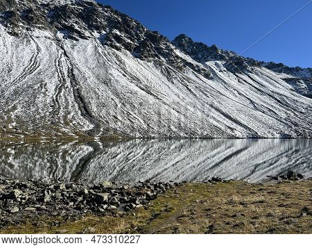 High Alpine Lake Lai Da La Scotta (schottensee Or Schotten Lake) On The Swiss Mountain Road Pass Flu