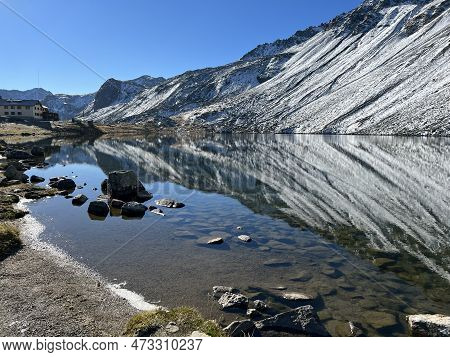 High Alpine Lake Lai Da La Scotta (schottensee Or Schotten Lake) On The Swiss Mountain Road Pass Flu