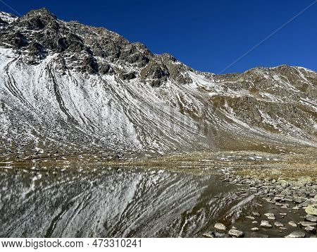 High Alpine Lake Lai Da La Scotta (schottensee Or Schotten Lake) On The Swiss Mountain Road Pass Flu