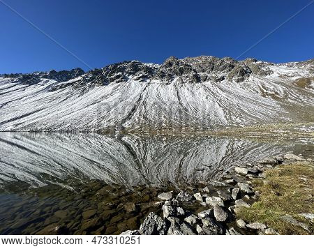 High Alpine Lake Lai Da La Scotta (schottensee Or Schotten Lake) On The Swiss Mountain Road Pass Flu