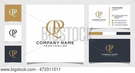 Qp Or Pq Initial Letter Logo Design Concept With Business Card Design