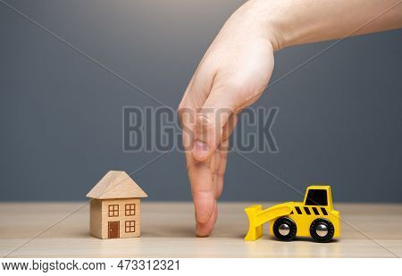 Stop House Demolition. Protection Of Private Property From Destruction. Conflict Between Homeowners 