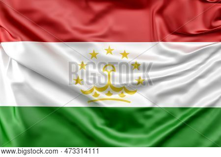 Ruffled Flag Of Tajikistan. 3d Rendered Illustration