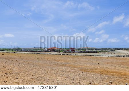 Beautiful View Of Desert On Island Of Aruba With Crossroads In Arikok National Park To Passage To Ca