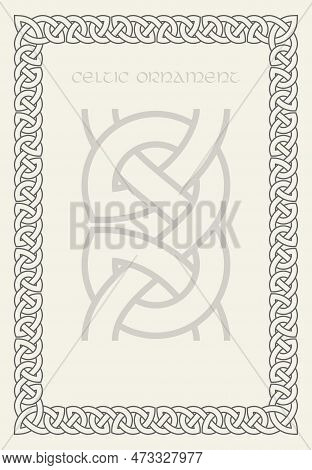 Celtic Knot Braided Frame Border Ornament. Rectange Size.