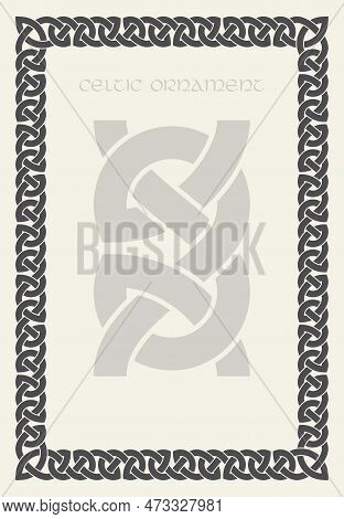 Celtic Knot Braided Frame Border Ornament. Rectange Size.