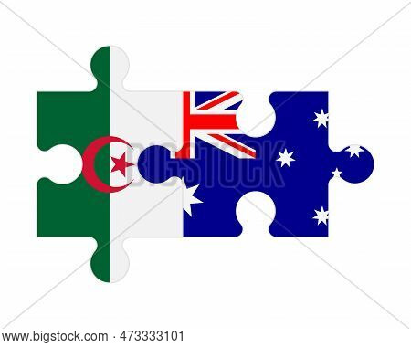 Connected Puzzle Of Flags Of Algeria And Australia, Vector
