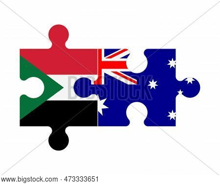 Connected Puzzle Of Flags Of Sudan And Australia, Vector