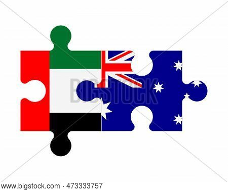 Connected Puzzle Of Flags Of United Arab Emirates And Australia, Vector