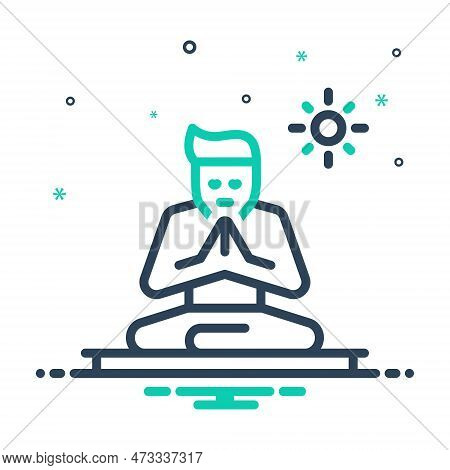 Mix Icon For Being Existence Living Aliveness Lifeblood Yoga Exercise Meditation Relax Pose Vectoric