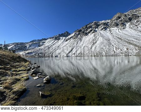 High Alpine Lake Lai Da La Scotta (schottensee Or Schotten Lake) On The Swiss Mountain Road Pass Flu