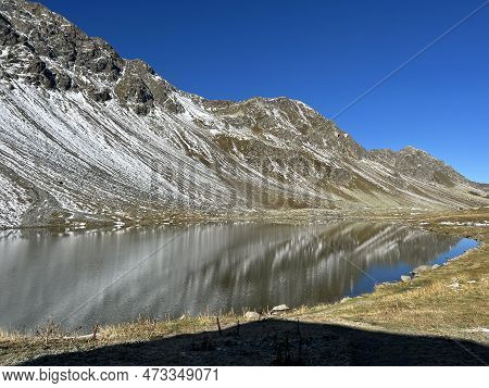 High Alpine Lake Lai Da La Scotta (schottensee Or Schotten Lake) On The Swiss Mountain Road Pass Flu
