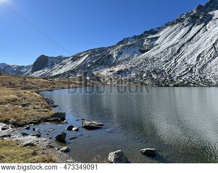 High Alpine Lake Lai Da La Scotta (schottensee Or Schotten Lake) On The Swiss Mountain Road Pass Flu