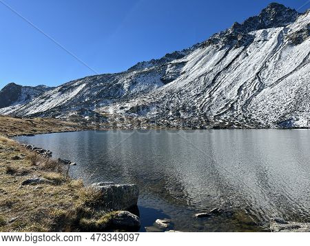 High Alpine Lake Lai Da La Scotta (schottensee Or Schotten Lake) On The Swiss Mountain Road Pass Flu