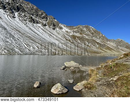 High Alpine Lake Lai Da La Scotta (schottensee Or Schotten Lake) On The Swiss Mountain Road Pass Flu
