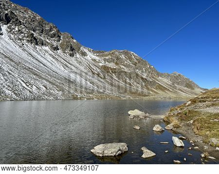 High Alpine Lake Lai Da La Scotta (schottensee Or Schotten Lake) On The Swiss Mountain Road Pass Flu